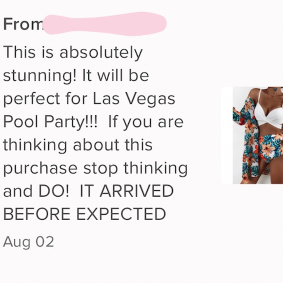 3 Piece Tropical Print Swimwear Set White - Picture 9 of 10